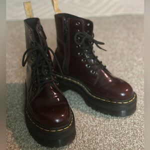 Dr. Martens Platform Jadon (8-eye with side zip) Deep Cherry Oxblood Red